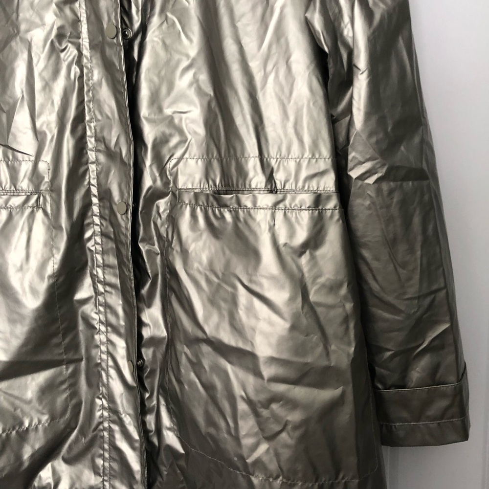 Zara Metallic Silver Hooded Raincoat - Picture 5 of 12